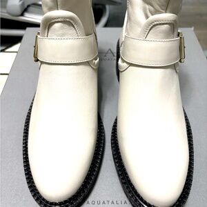 NEW!  Aquatalia-white booties-water repellent leather.- never worn